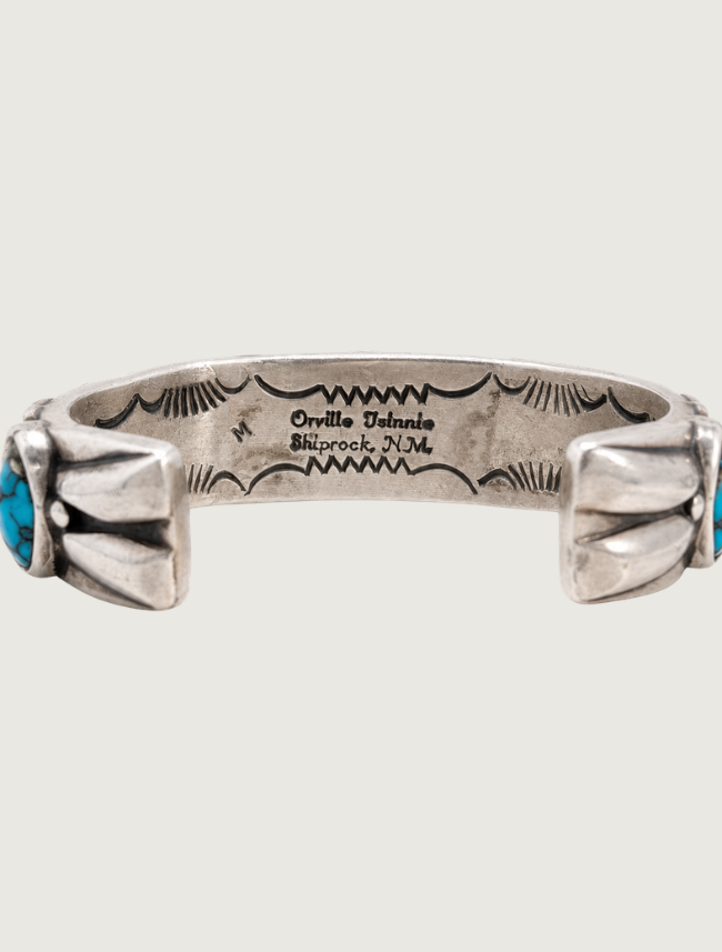 Orville Tsinnie Sterling Silver Bisbee Blue Turquoise Cuff