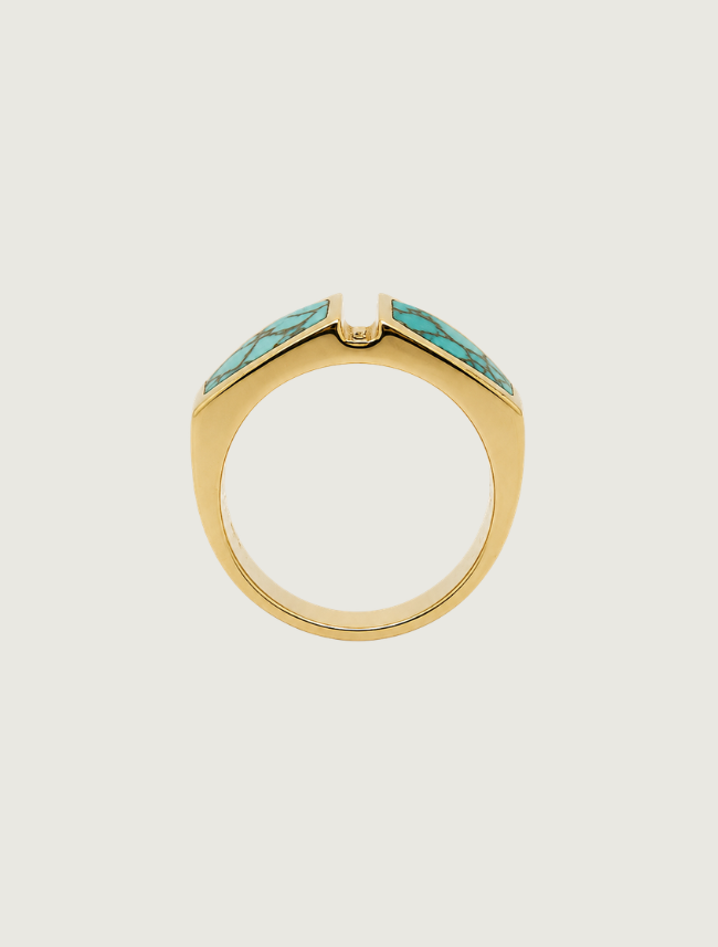 14K Yellow Gold Turquoise & Diamond Ring