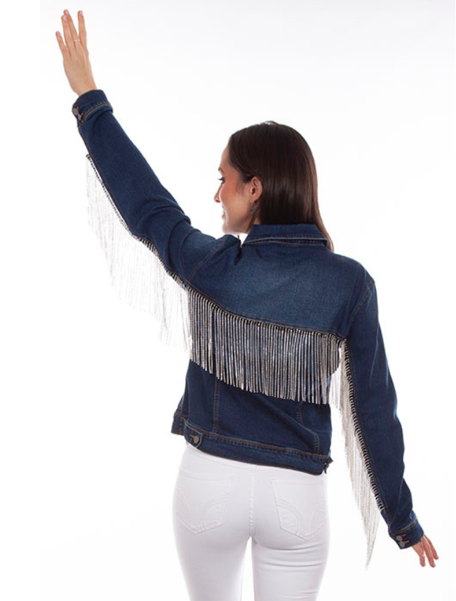 Scully Women's Denim Jacket with Rhinestone Fringe