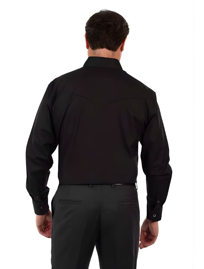 Scully Men's Signature Black Poplin Dress Shirt