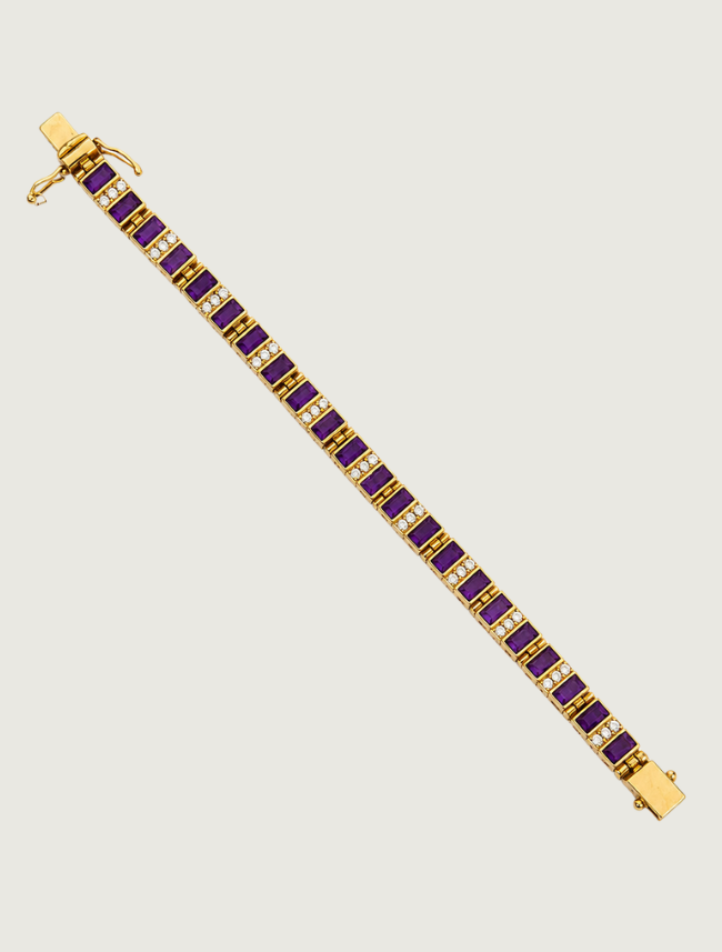14K Yellow Gold Diamond & Sugilite Bracelet