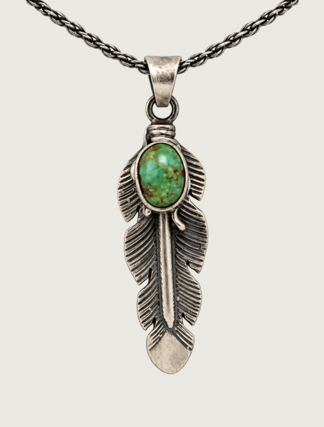 Sterling Silver Turquoise Feather Pendant