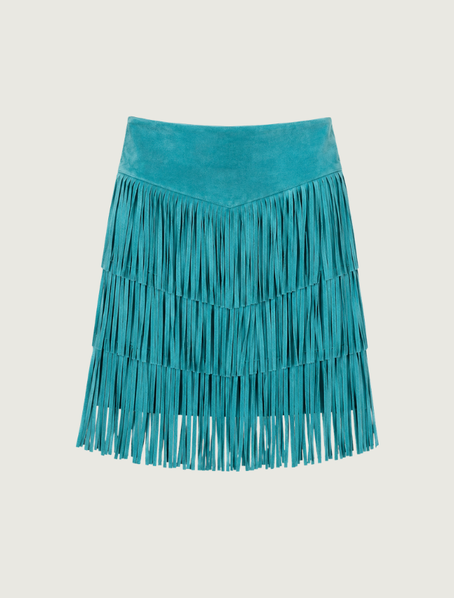 Women's Short Suede Fringe Skirt