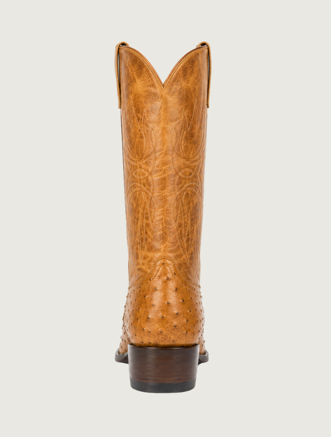 Horse Power Full Quill Ostrich Cowboy Boots in Antique Saddle