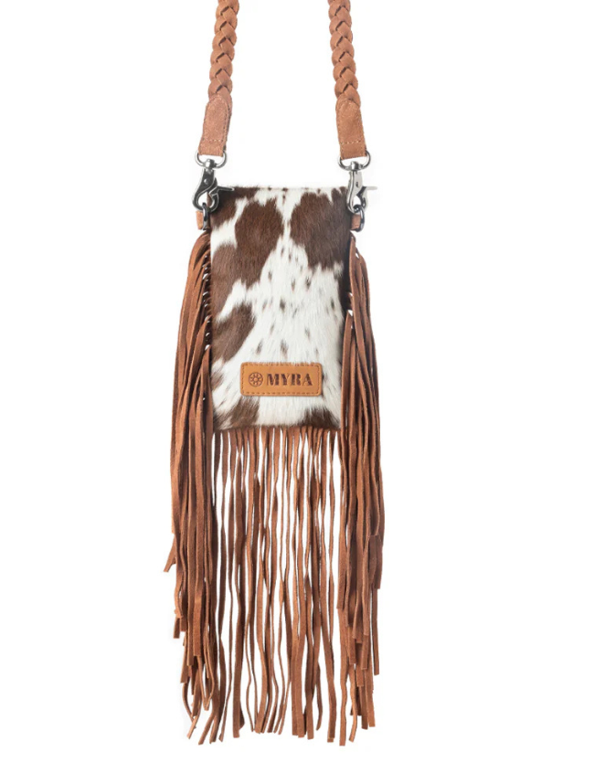 Myra Dusk & Dust Fringe Leather in Brown & White