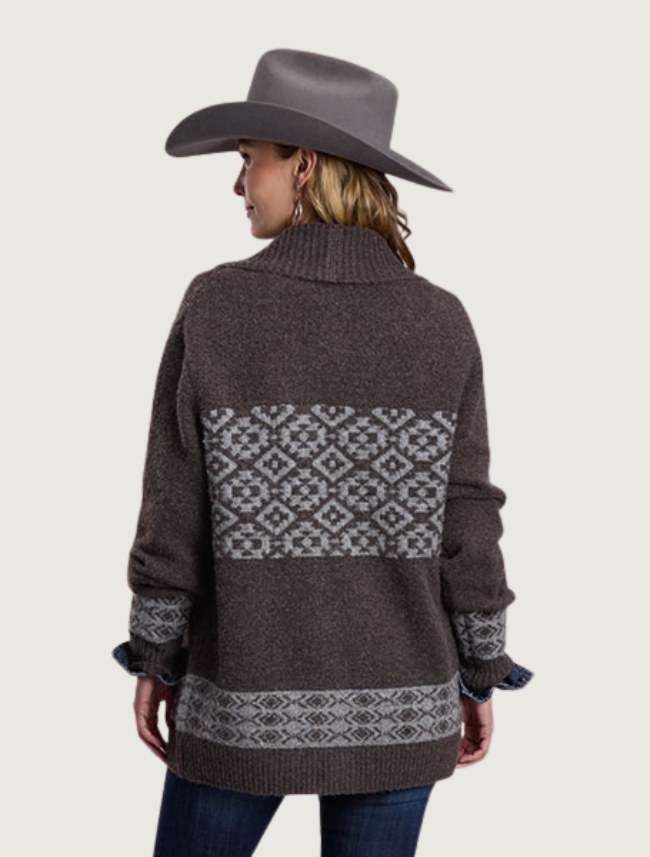 Stetson Women's Brown Shawl Collar Cardigan Sweater