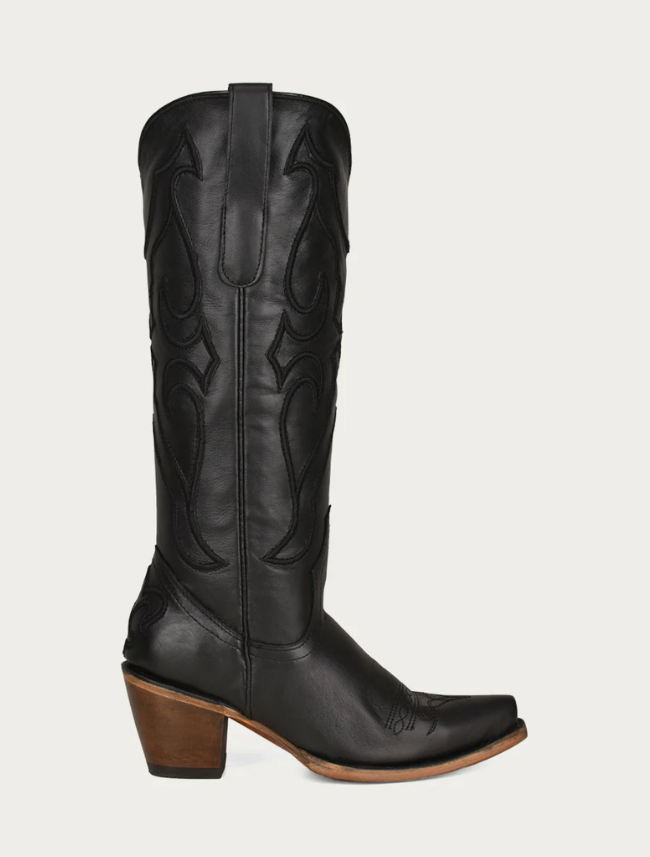 Corral Women's Black Embroidery Tall Top Cowboy Boots