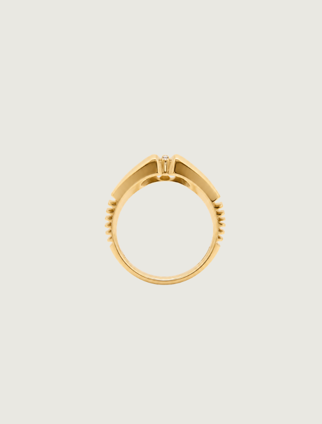 14K Yellow Gold Turquoise & Diamond Ring