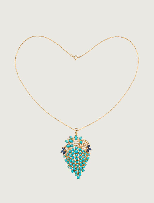 18K Yellow Gold Sleeping Beauty Turquoise Necklace