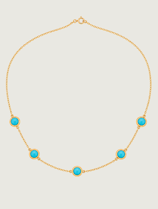 18K Yellow Gold Sleeping Beauty Turquoise Necklace