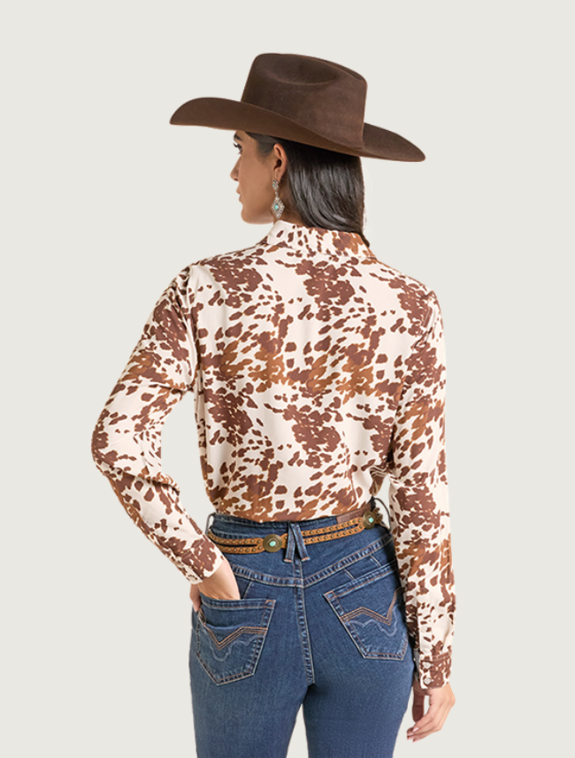 Panhandle Slim Women's Cowhide Print Button Down Shirt