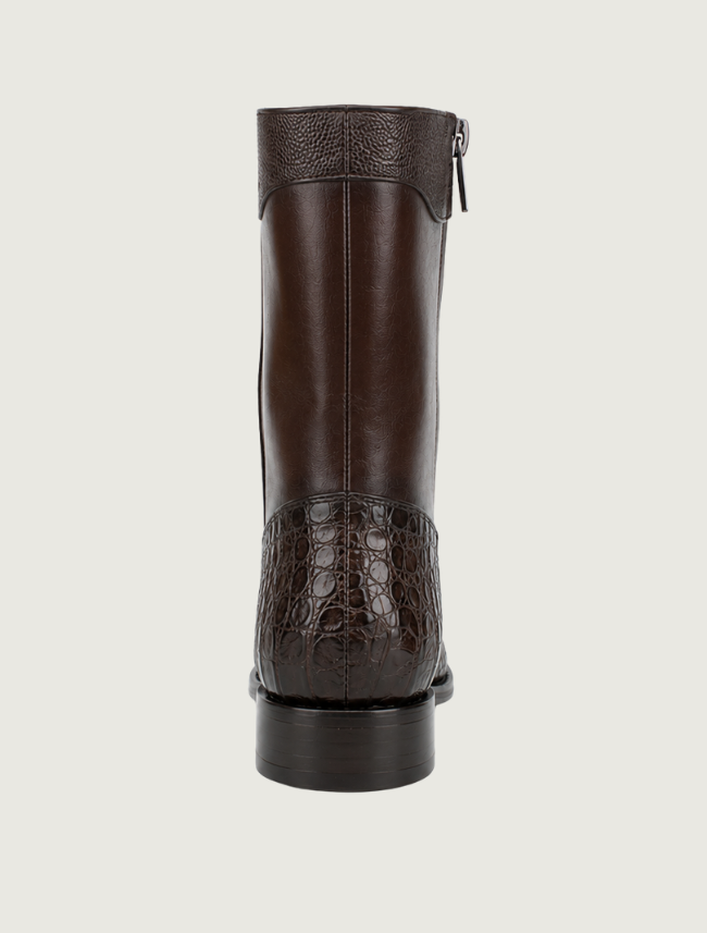 Cuadra Brown Round Toe Caiman Zipper Cowboy Boots