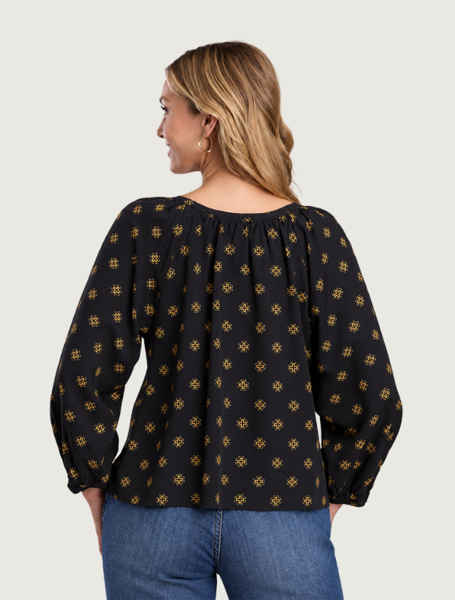 Stetson Four Winds Print Peasant Blouse