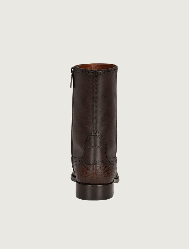 Cuadra Men's Ostrich Zipper Cowboy Boots in Brown