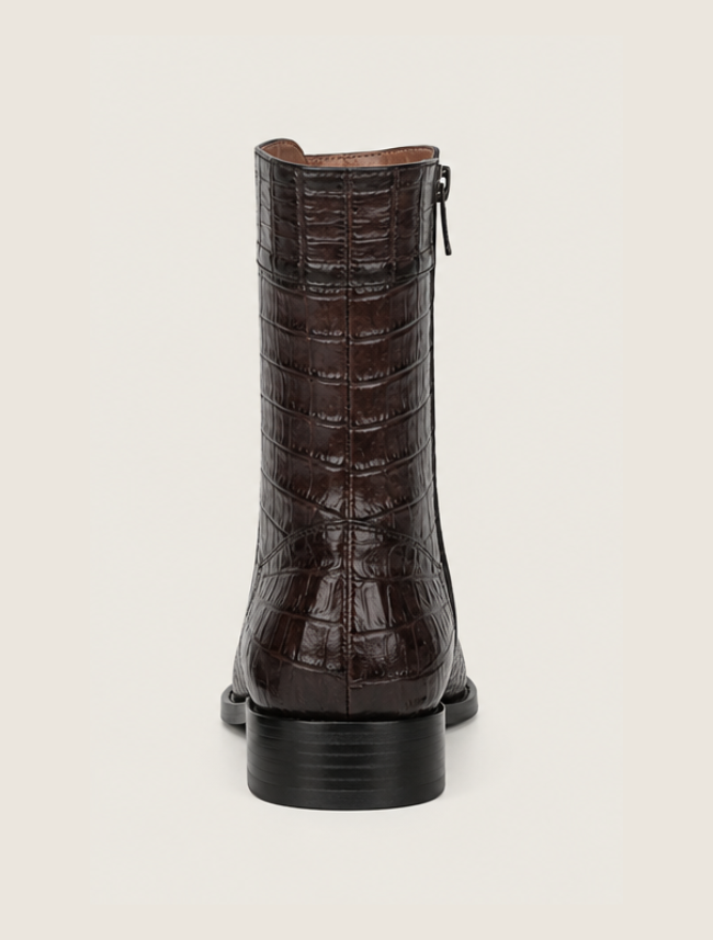 Cuadra Men's Caiman Round Toe Zipper Dress Boots in Brown