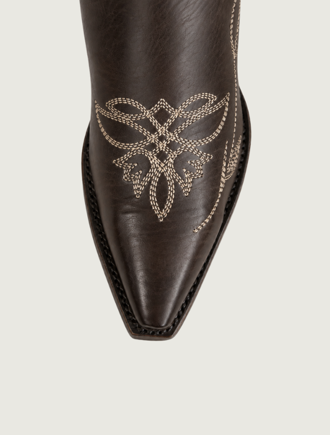Stetson Amelia Brown Tulip Inlay Snip Toe Cowgirl Boots