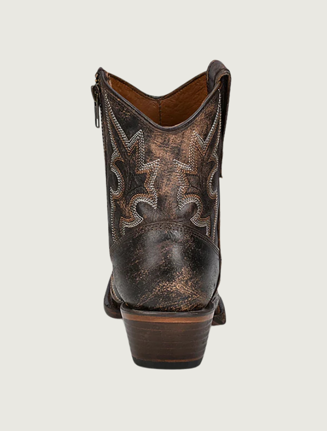 Corral Women's Black & Brown Embroidery Zipper Booties
