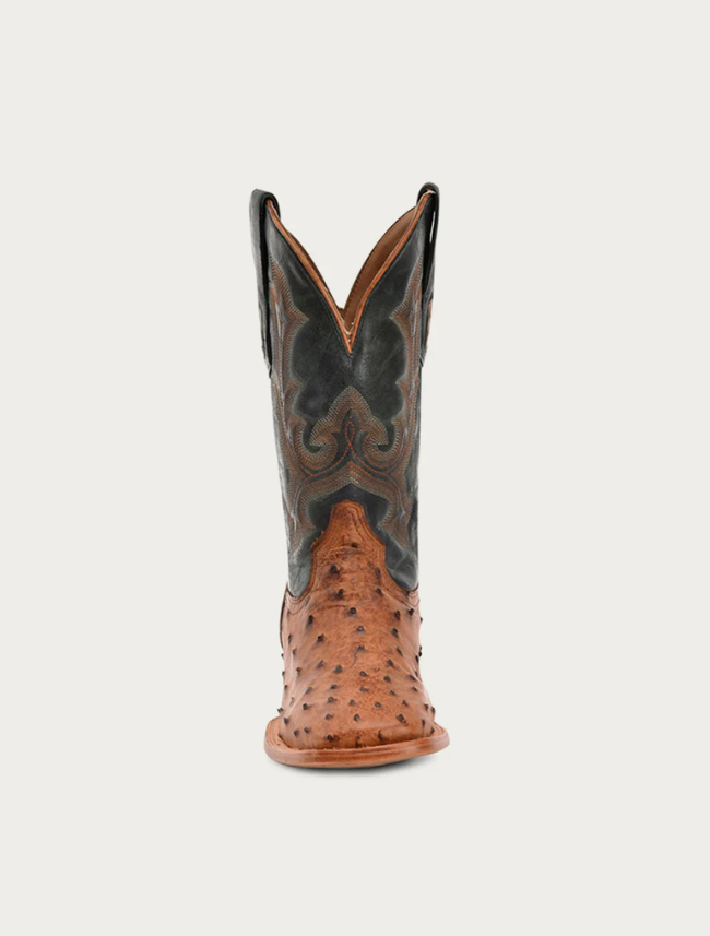 Corral Men's Tan & Olive Green Ostrich Embroidery Cowboy Boots