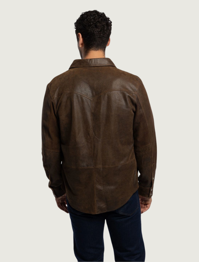 Tony Lama Brown Goat Leather Western Shacket