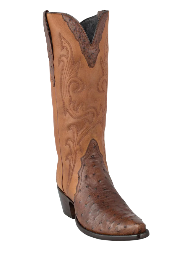 Stallion Full Quill Ostrich Gallegos Cowgirl Boots in Antique Saddle