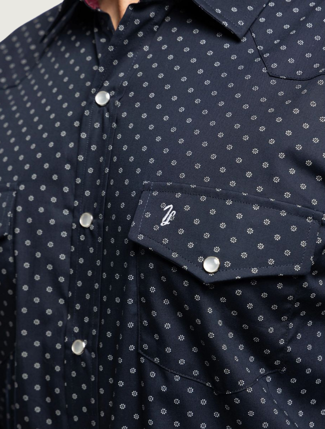 Tony Lama Navy Floral Print Pearl Snap Western Shirt
