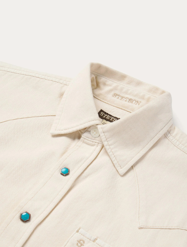 Stetson Men's Turquoise Snap Western Denim Shirt
