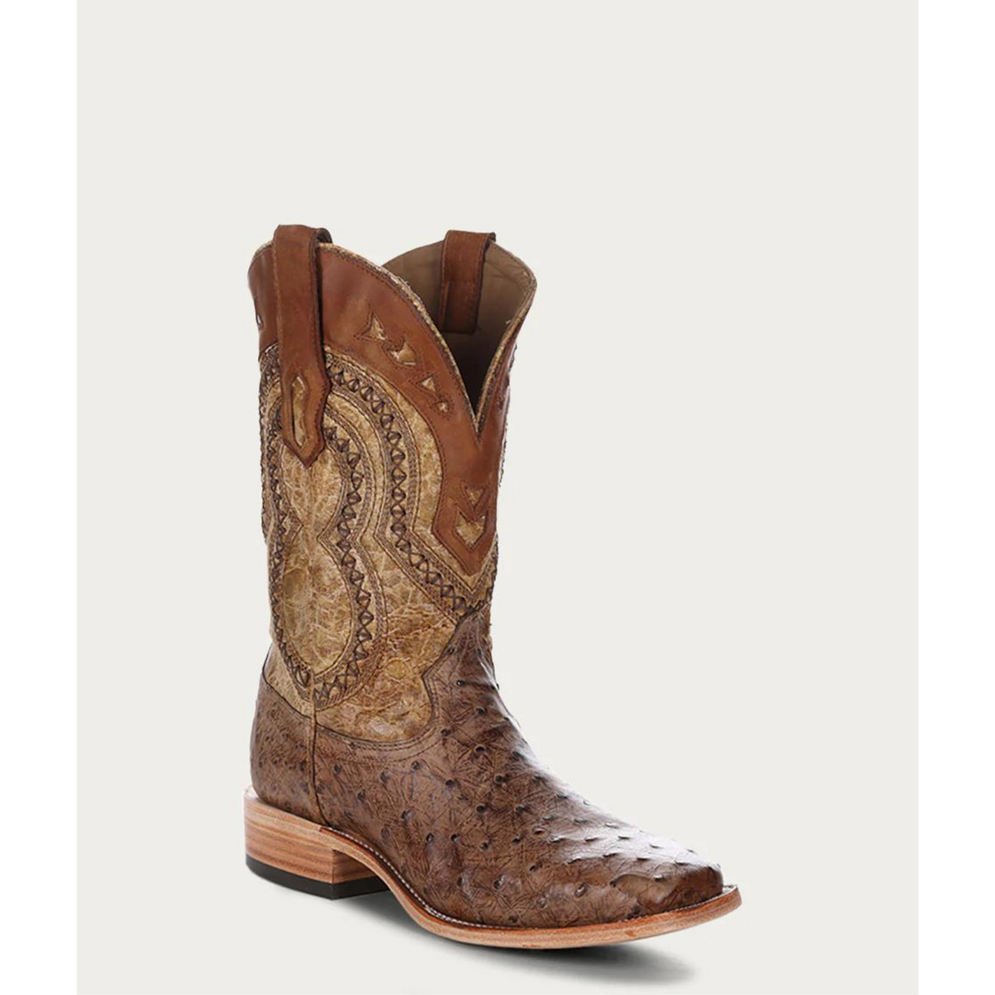 Ostrich Overlay & Embroidery Men's Boot