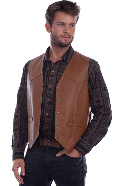 Men's Snap Front Lambskin Vest