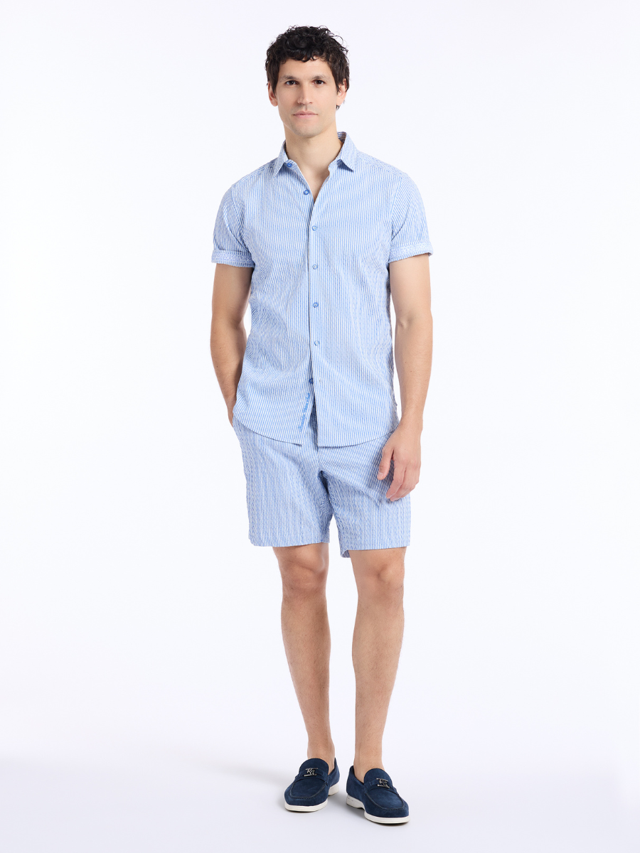 Robert Graham Fornillo Short Sleeve Woven Shirt in Navy