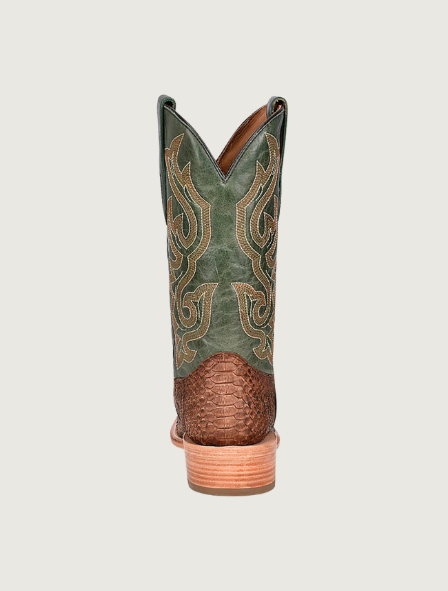 Corral Green & Brown Genuine Python Square Toe Cowboy Boots