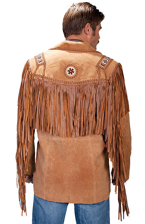 Men's Handlaced Leather Bead Trim Coat