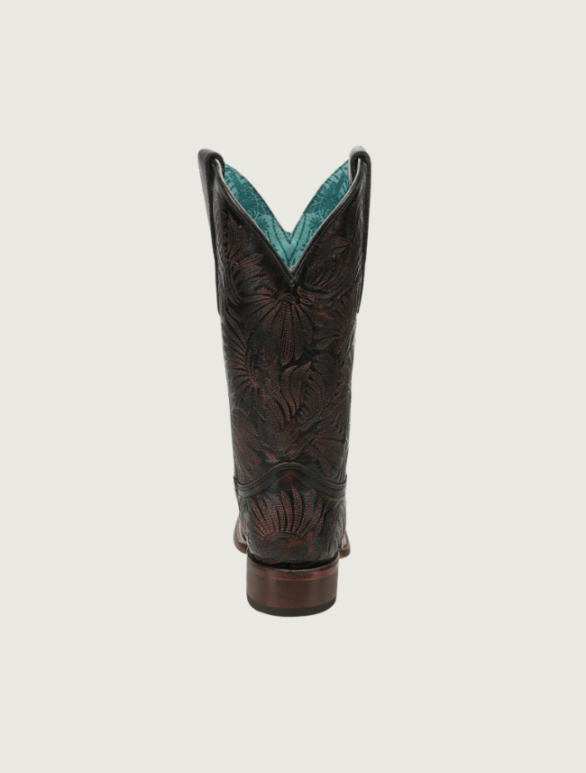 Corral Black & Honey Floral Embroidery Cowgirl Boots