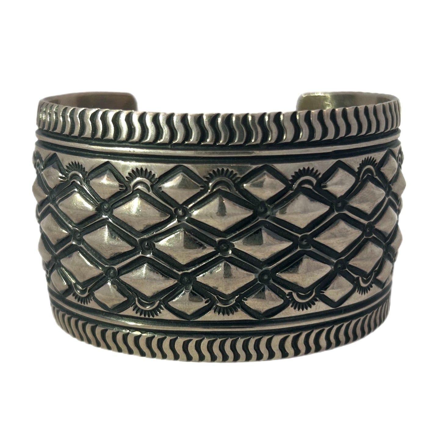 Darryl Becenti Sterling Silver Diamond Cuff Bracelet