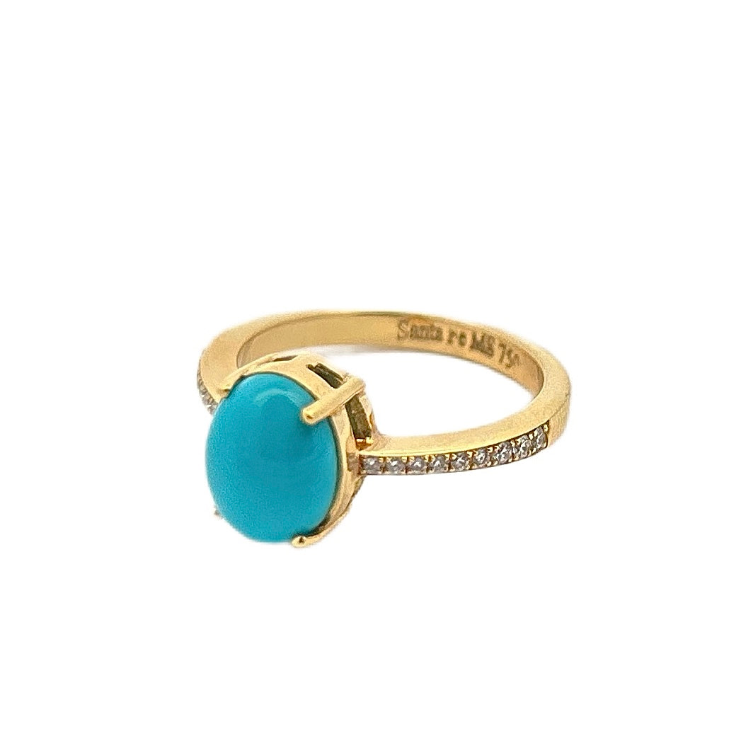 18K Yellow Gold Turquoise & Diamond Ring