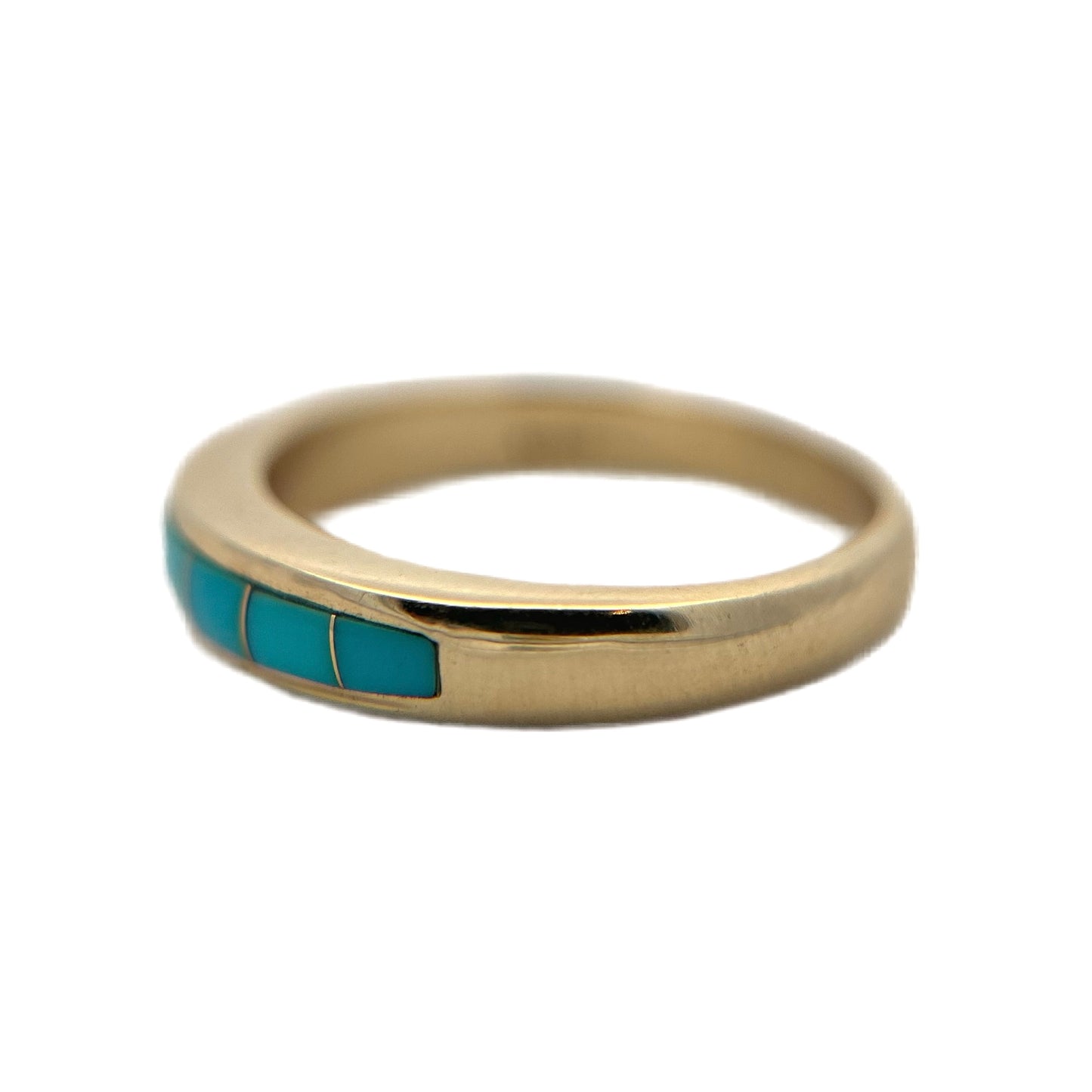 14K Yellow Gold Turquoise Inlay Ring
