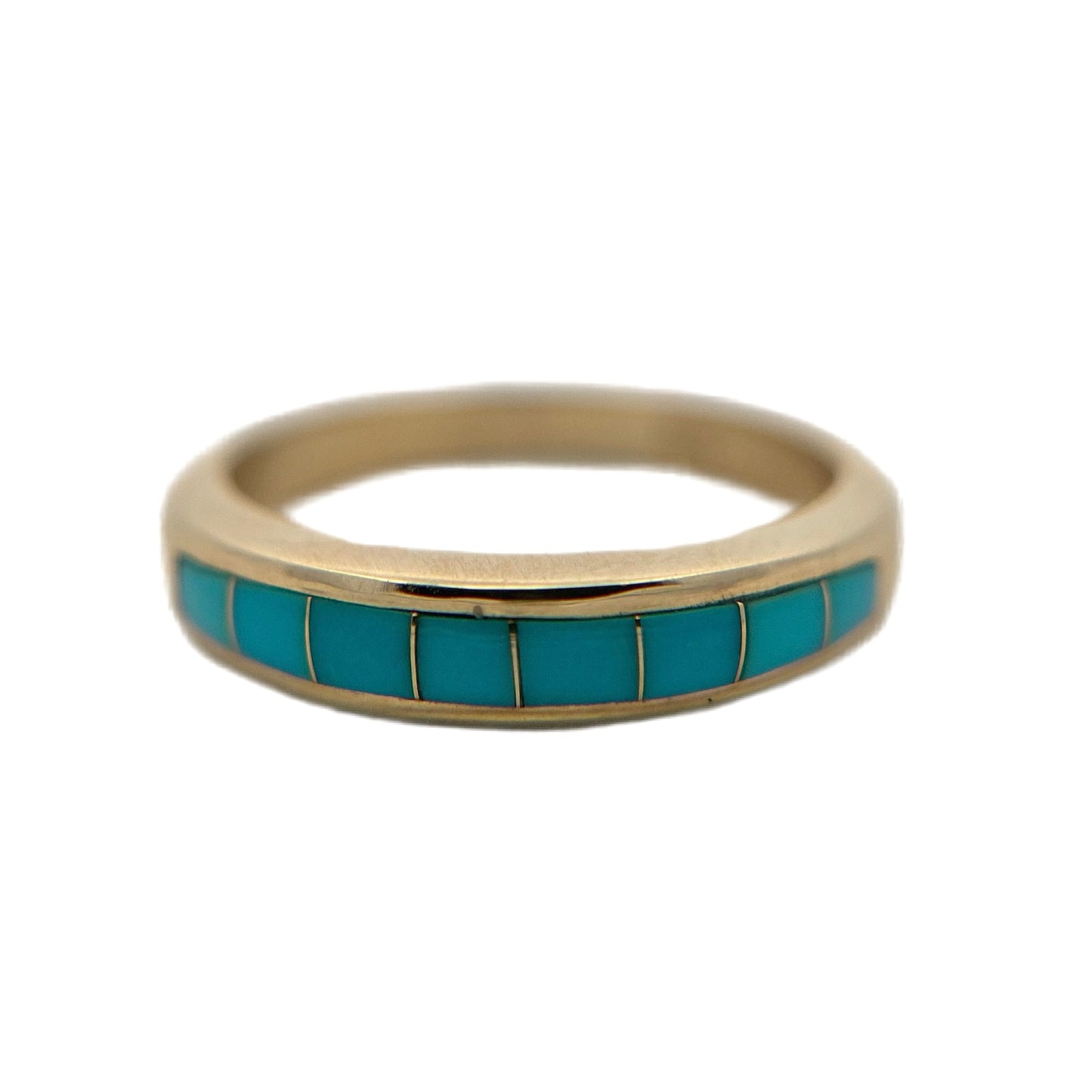 14K Yellow Gold Turquoise Inlay Ring