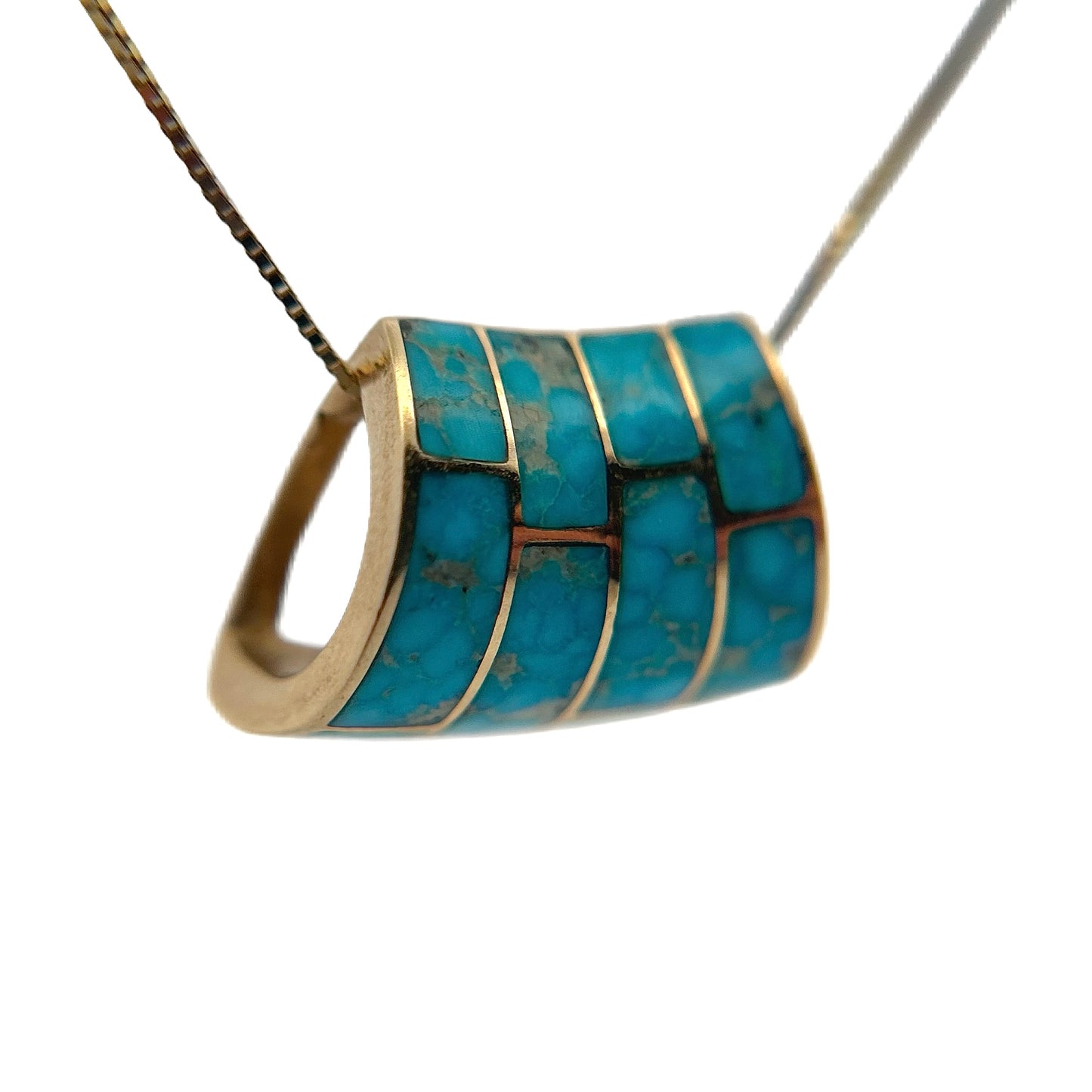 14K Yellow Gold Turquoise Pendant