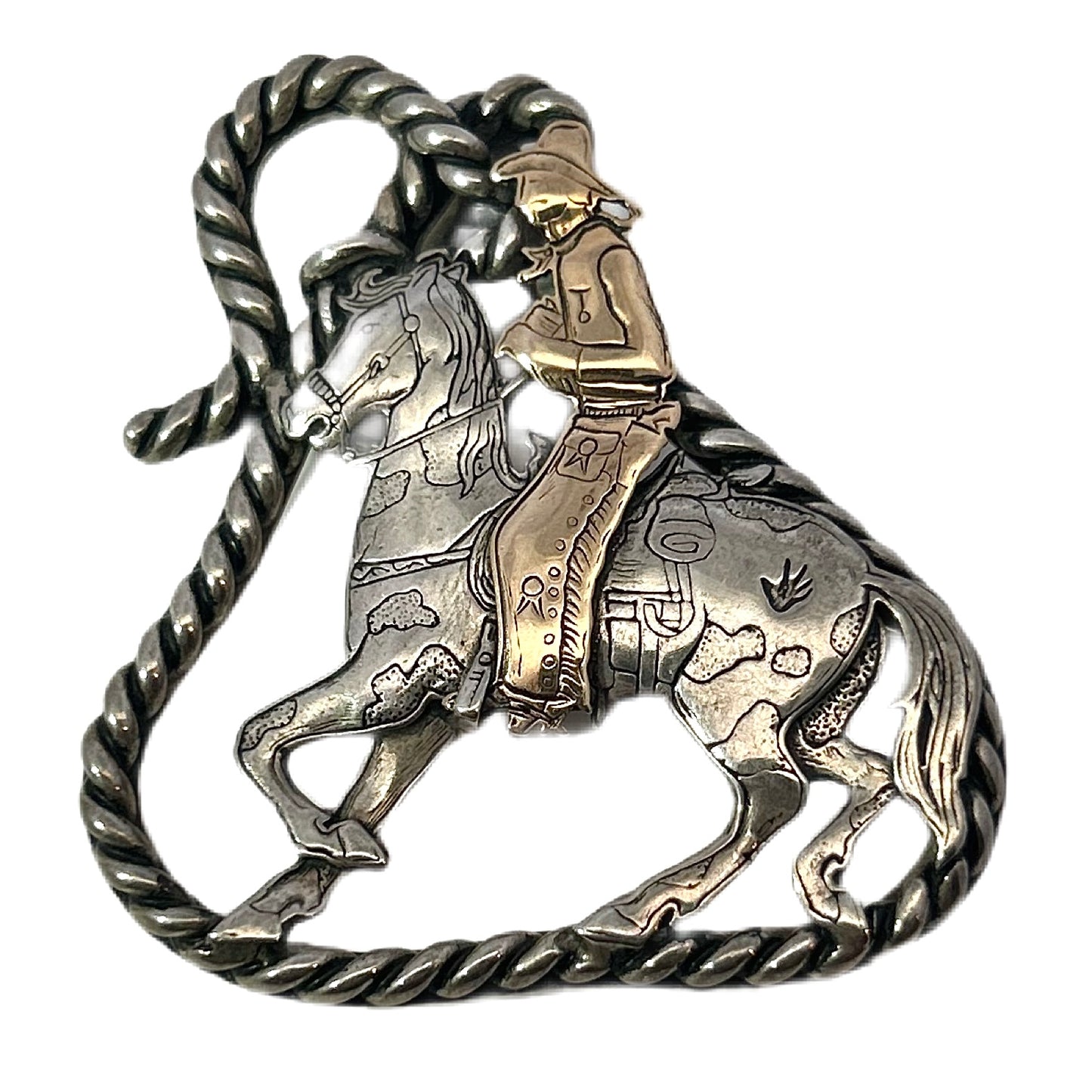 Kit Carson 14K YG & Sterling Silver Cowboy Pin