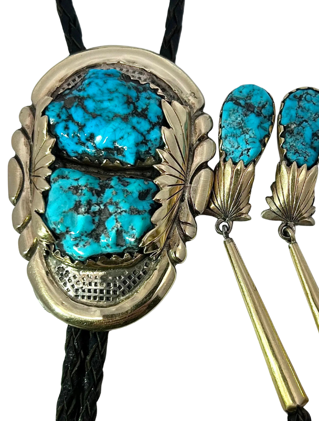 Robert Leekya Sterling Silver Turquoise Bolo Tie