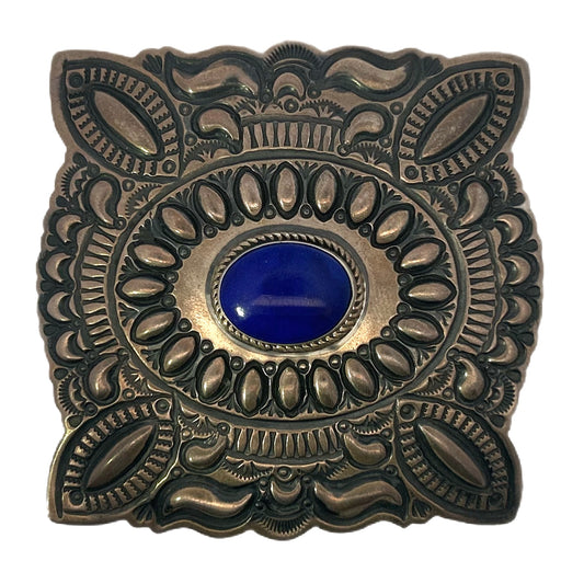 Darryl Becenti Lapis Lazuli Cabochon Silver Belt Buckle