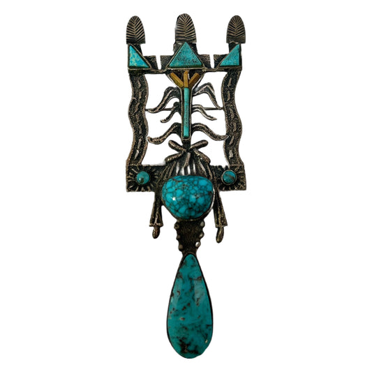 Gerald Lomaventema Sterling Silver & Turquoise Pendant
