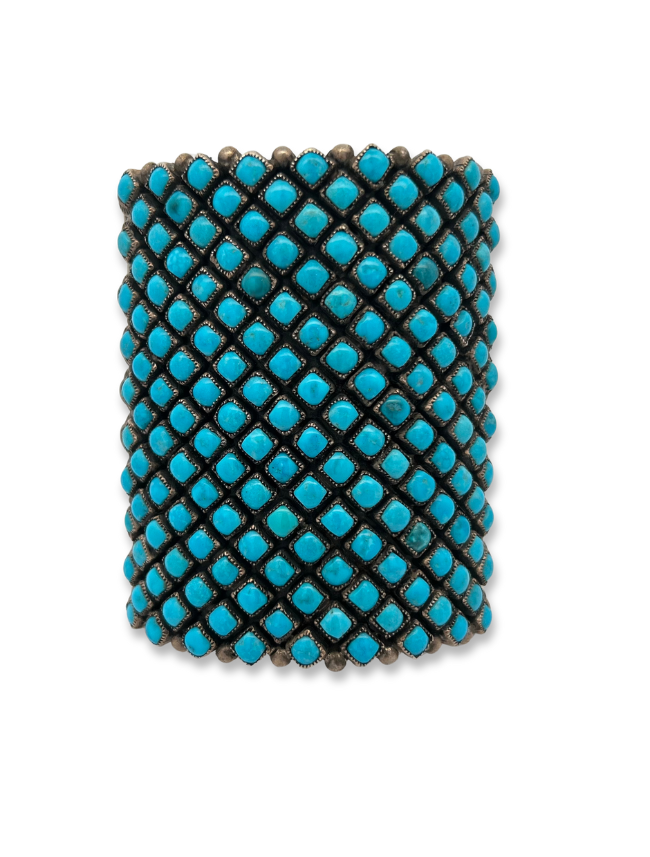 Front view of Alice Lister Sterling Silver Turquoise Cuff