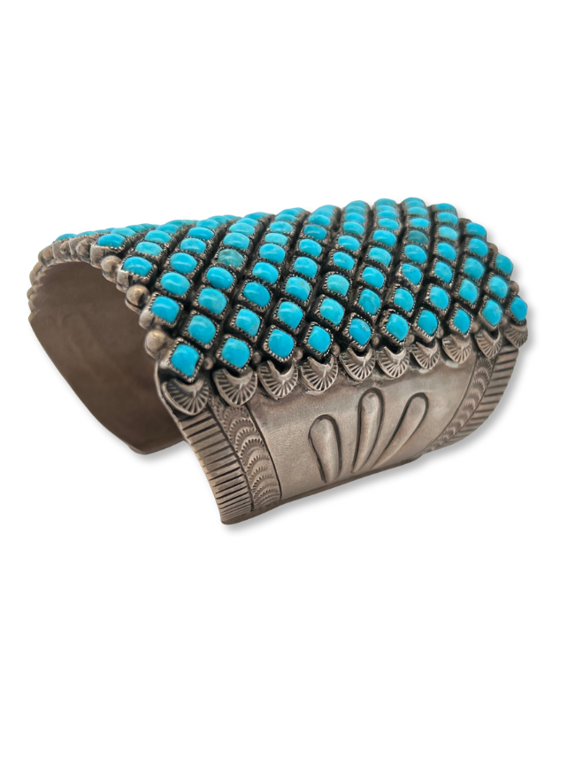 Side view of Alice Lister Sterling Silver Turquoise Cuff