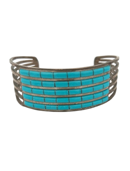 Front view of Ansom Wallace Sterling Silver Turquoise Bracelet