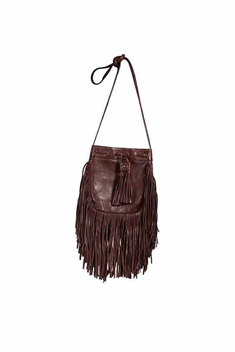 Scully Leather Fringe Crossbody Bag - Chocolate