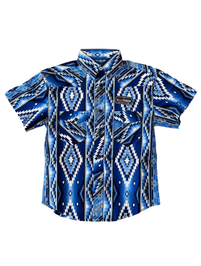 Rock & Roll Denim Boy's 2-Pocket Aztec Print Short Sleeve Shirt