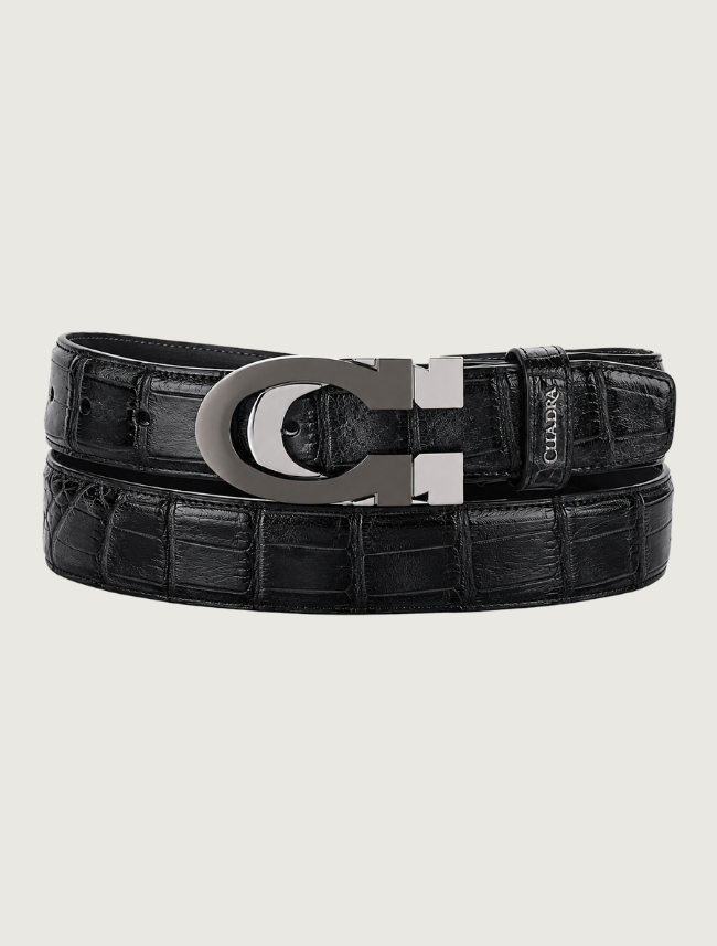 Cuadra Men's Alligator Belt in Black