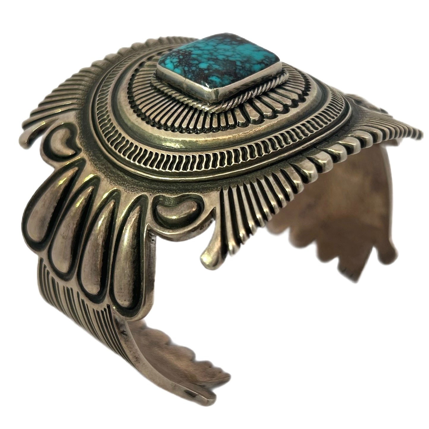 Ron Bedonie Sterling Silver & Bisbee Turquoise Cuff Bracelet