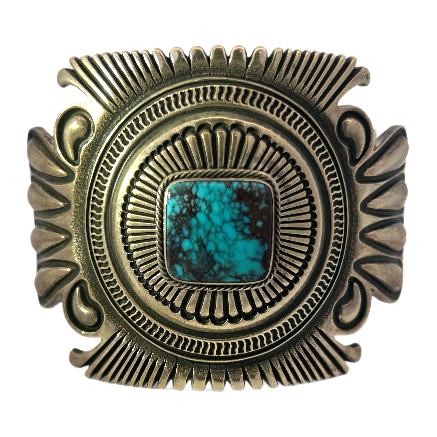 Ron Bedonie Sterling Silver & Bisbee Turquoise Cuff Bracelet