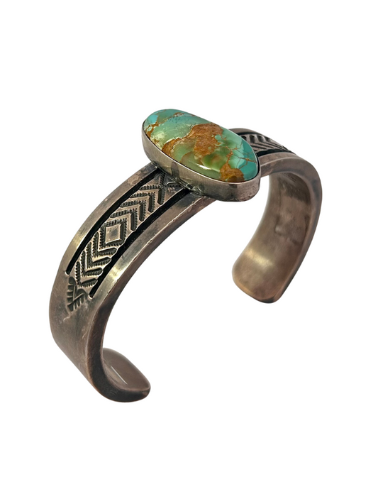 Three quarter B. Morgan Sterling Silver Turquoise Cuff Bracelet